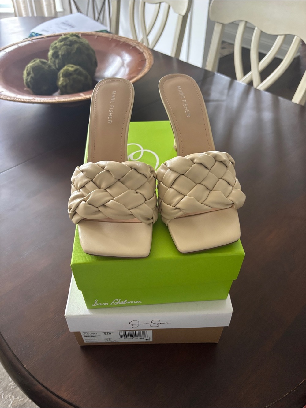 Marc Fisher Braided Nude Slide Mules